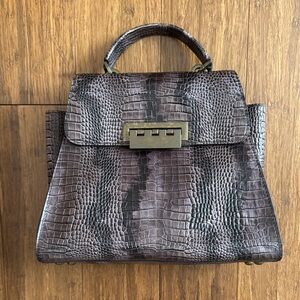ZAC Zac Posen Brown Satchel with Crocodile Embossing